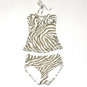 Michael Kors Tankini Animal Print Women S Mob Wife Tan White Gold Ring Swimsuit‎